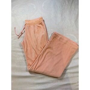 Oliver Velour Wide Leg Track Pants Pink Drawstring Y2K Lounge Medium